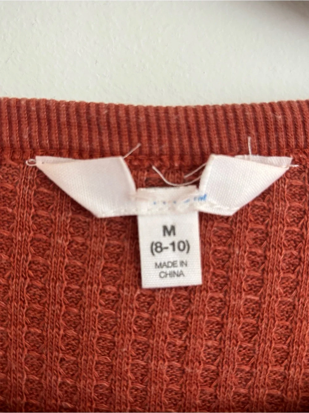 Women’s Rust Brown Waffle Knit Long Sleeve Top | Size M